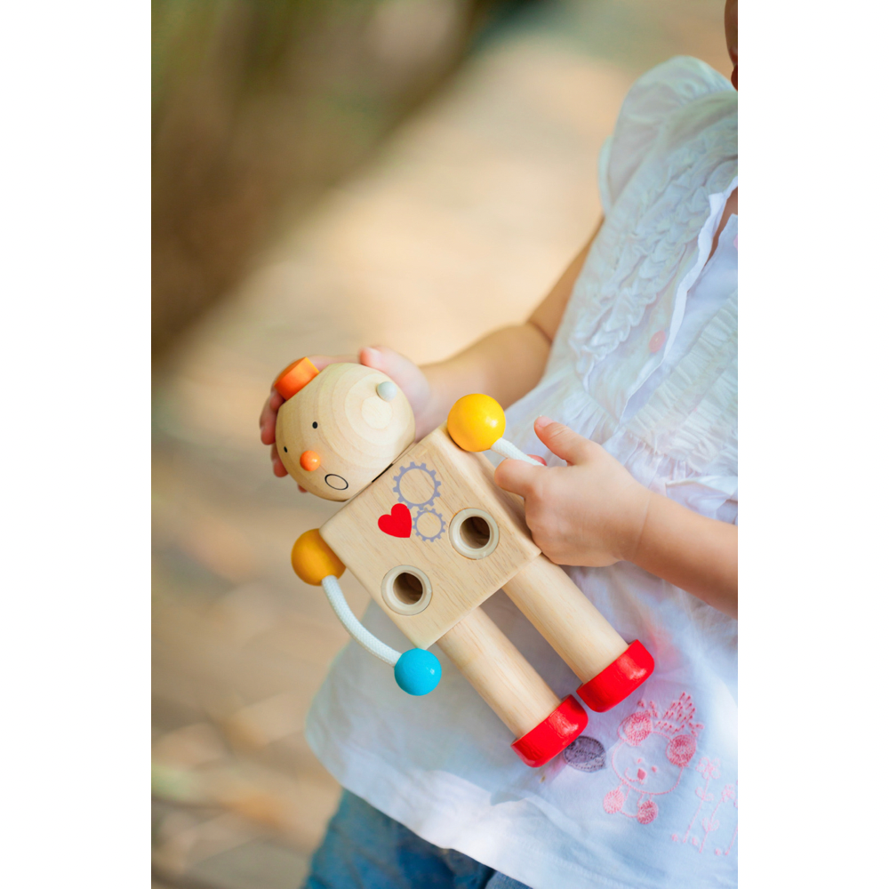 Plan Toys houten robot met verschillende emoties